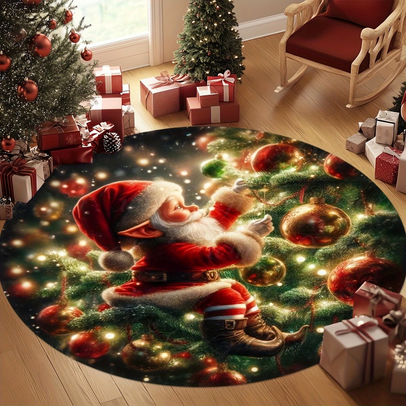 Santa Gift Christmas Round Rug - Commercial Window Printing 评论和价格