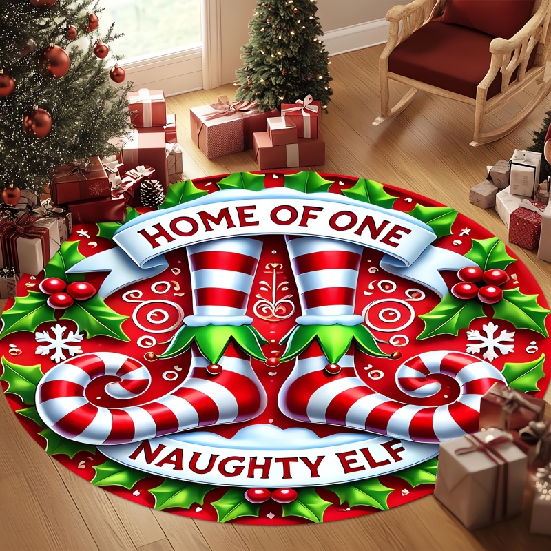 Santa Gift Christmas Round Rug - Commercial Window Printing 评论和价格